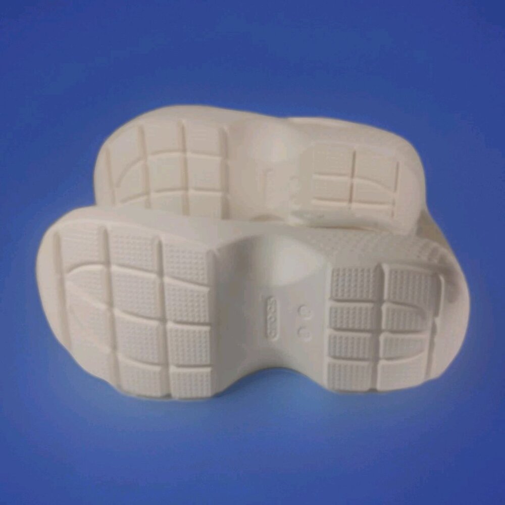 CROCS WOMEN 10 CHUNKY PLATFORM SOLE BONE WHITE STOMP MEGA CHALK CLOG COMFY SLIDE - Picture 7 of 8